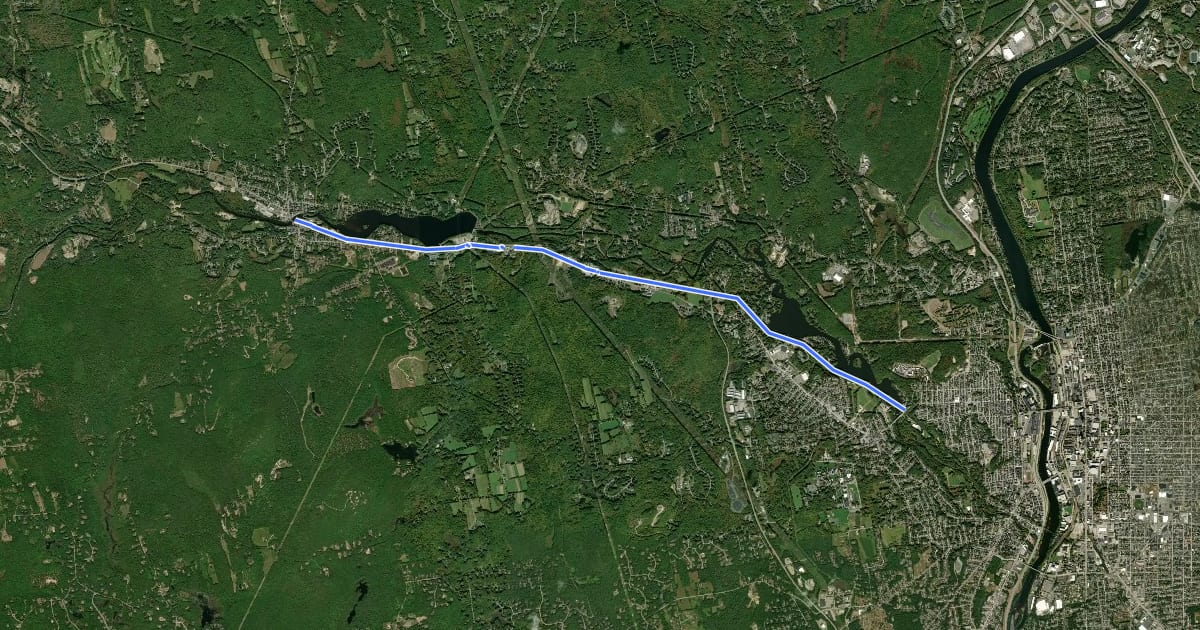 Маршрут Goffstown Rail Trail на спутниковом снимке