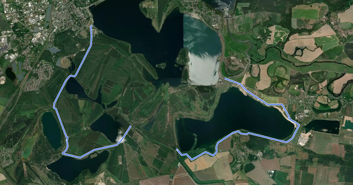 Маршрут Goitzsche Rundweg Variante на спутниковом снимке