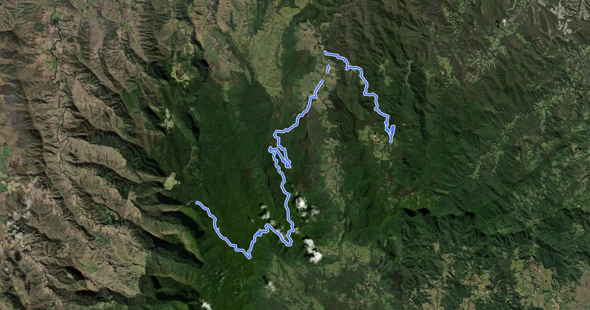 Маршрут Gold Coast Hinterland Great Walk на спутниковом снимке