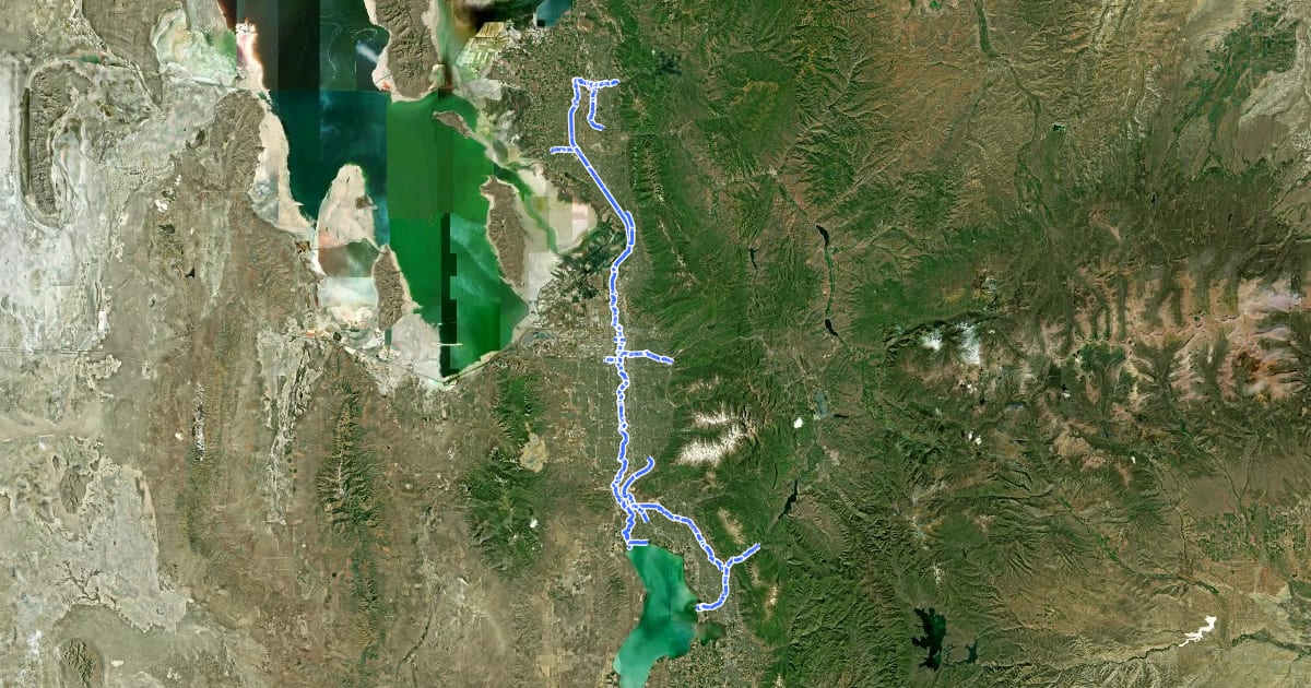 Маршрут Golden Spoke Trail Network на спутниковом снимке