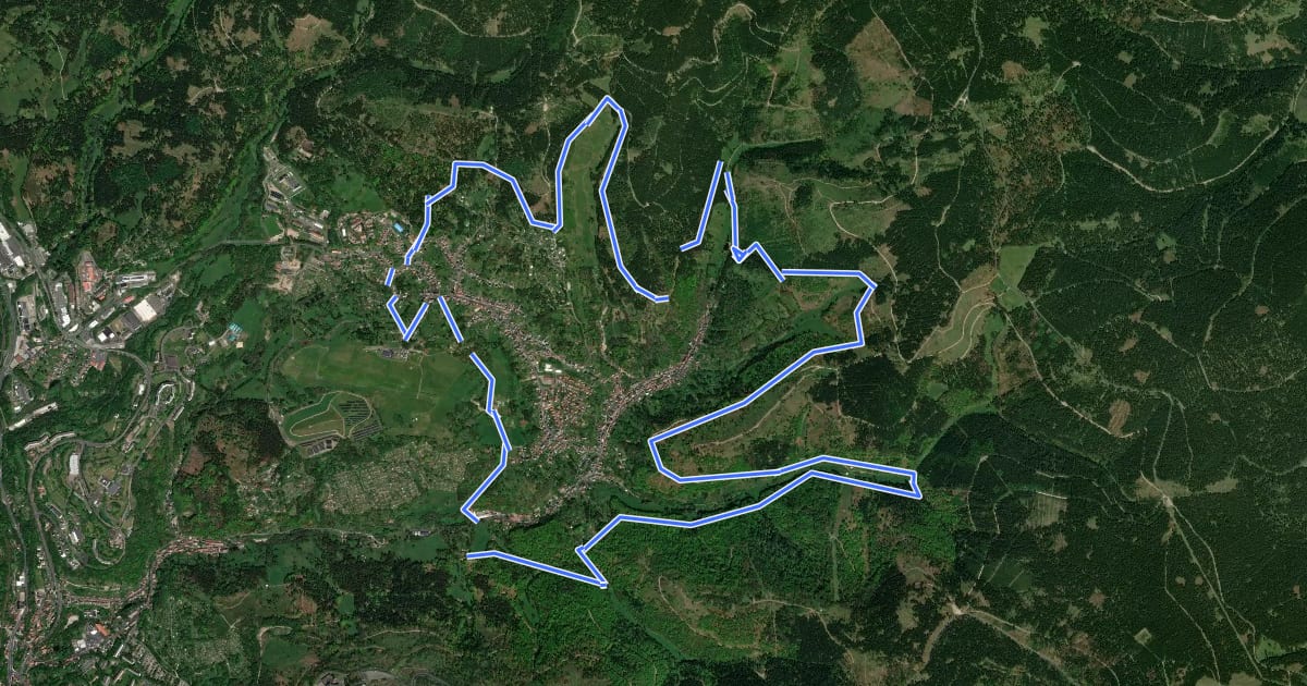 Маршрут Goldlauter-Heidersbach-Rundwanderweg на спутниковом снимке
