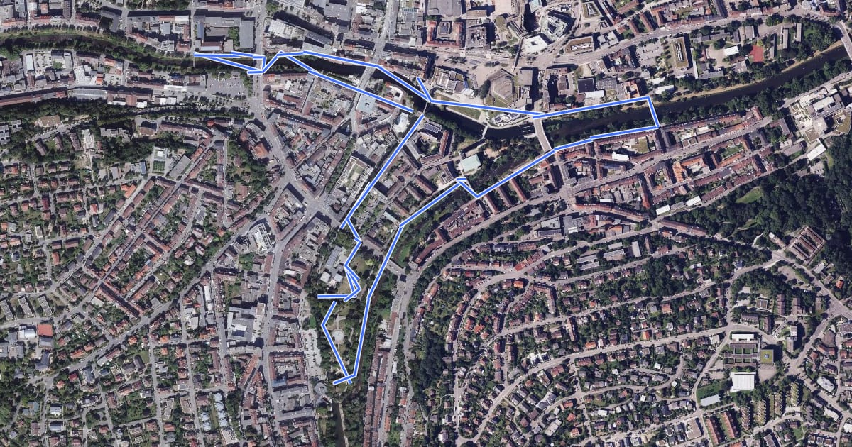 Маршрут Goldstadt Uferweg на спутниковом снимке