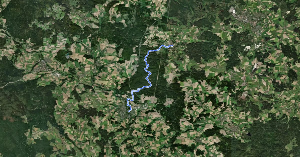 Маршрут Goldsteig 3: Falkenberg - Neuhaus на спутниковом снимке