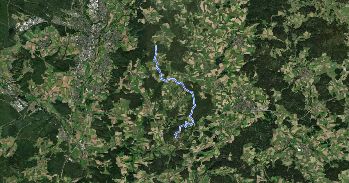 Маршрут Goldsteig 5: Letzau/Oberhöll - Leuchtenberg на спутниковом снимке