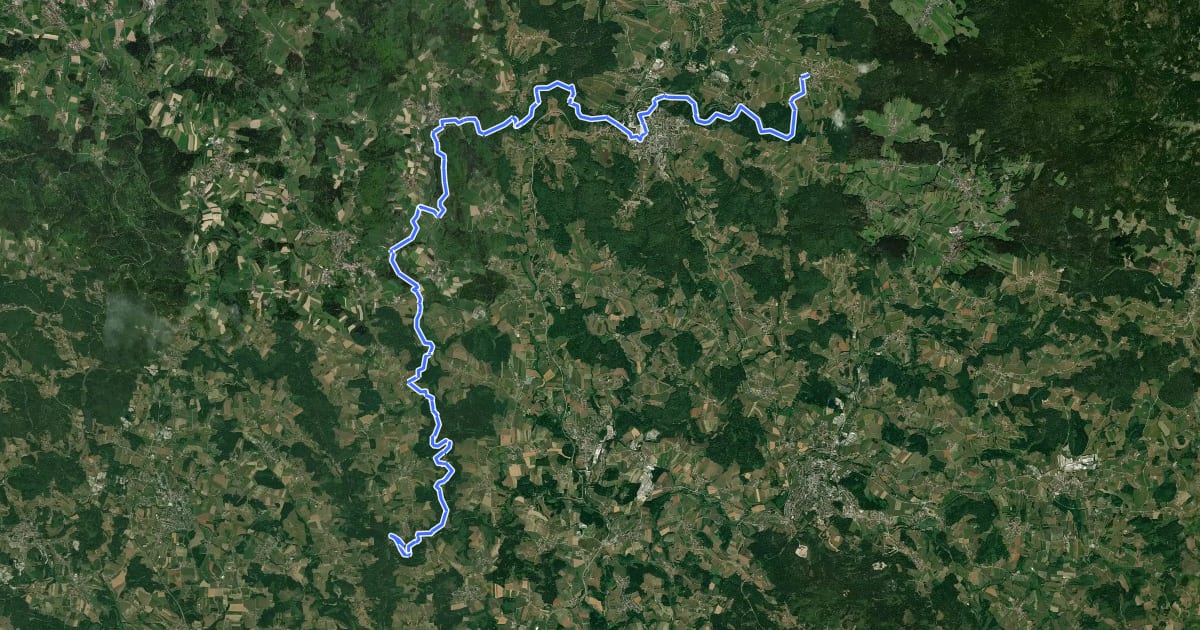 Маршрут Goldsteig Alternative Nr.33 a, Fürsteneck - Hinterschmiding на спутниковом снимке