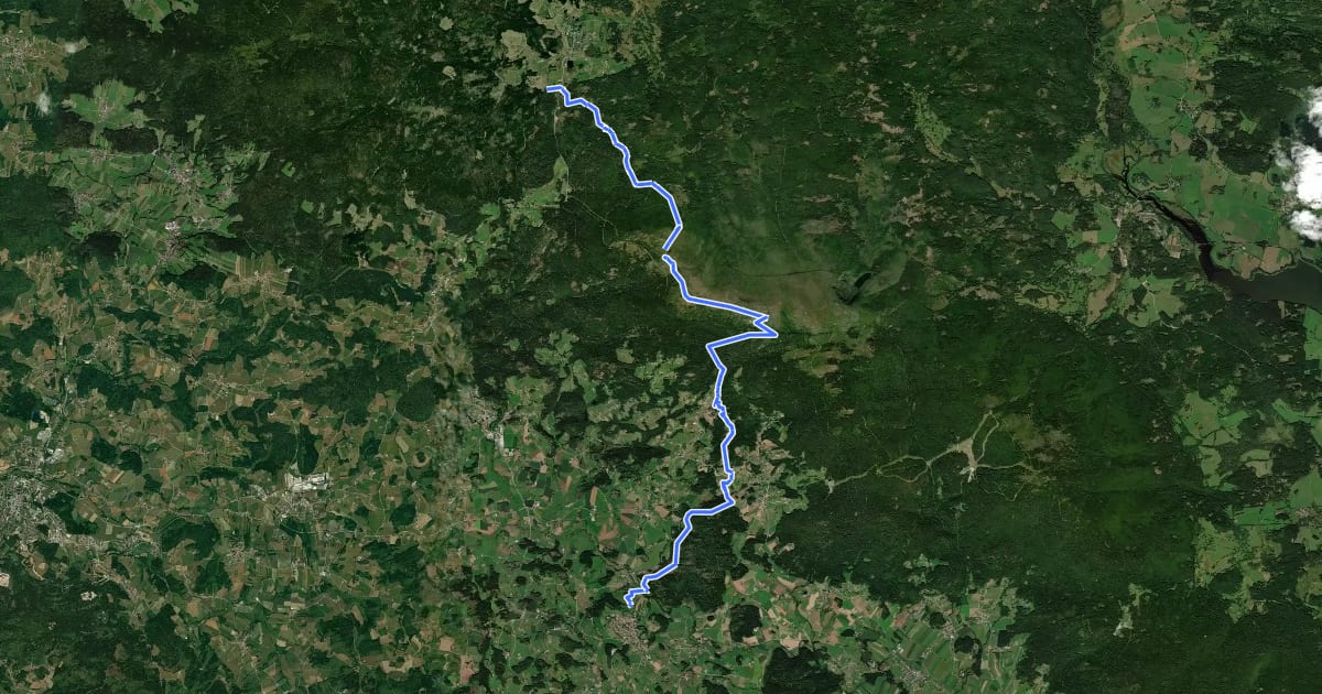 Маршрут Goldsteig N21: Haidmühle - Breitenberg на спутниковом снимке