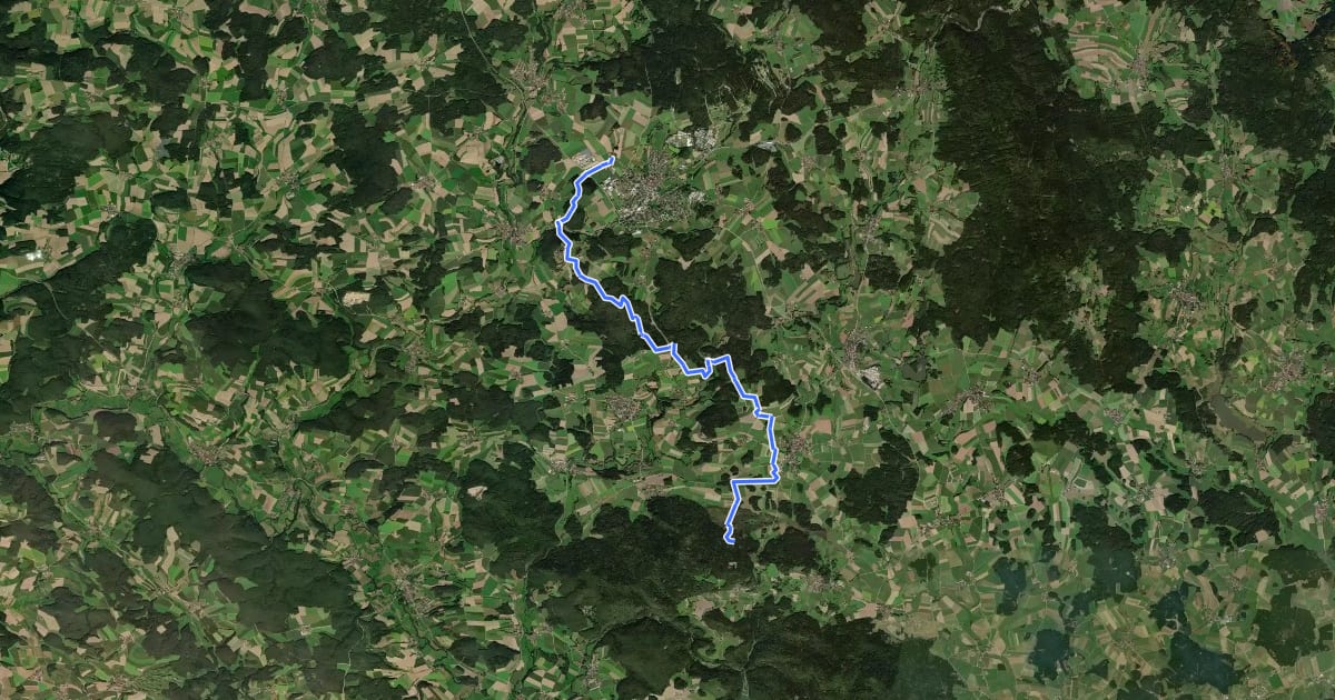 Маршрут Goldsteig N8-Teilabschnitt: Oberviechtach - Abzweigung Nord-Südroute Kulzer Moos на спутниковом снимке
