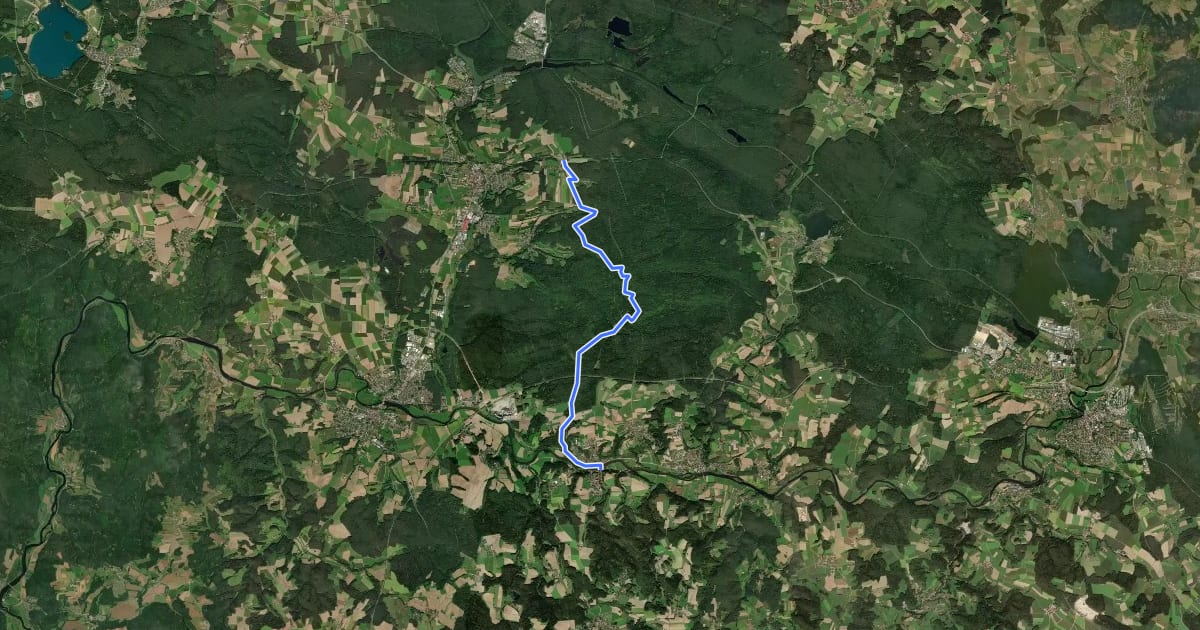 Маршрут Goldsteig S10: Mappach - Walderbach на спутниковом снимке