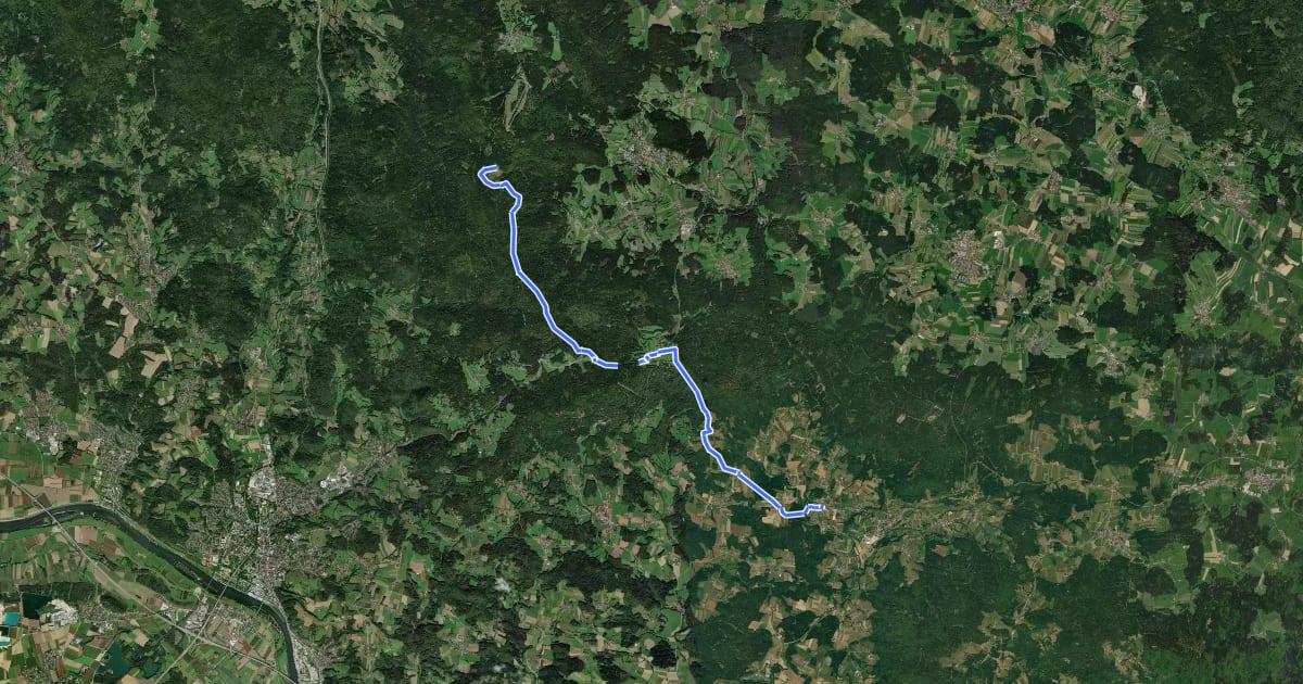 Маршрут Goldsteig S18: Landshuter Haus – Lalling на спутниковом снимке