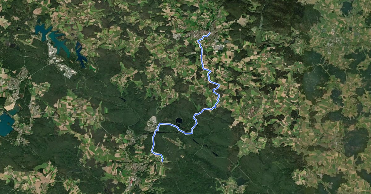 Маршрут Goldsteig S9: Neunburg v.W. - Mappach на спутниковом снимке