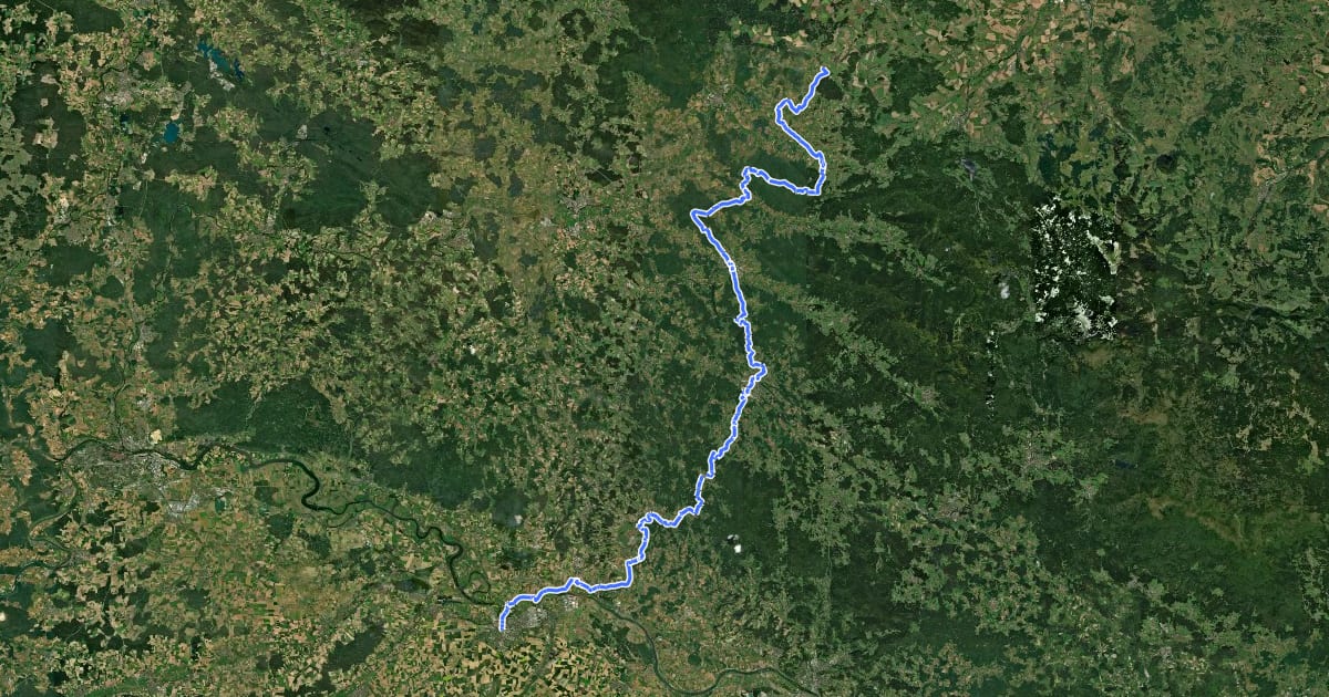 Маршрут Goldsteig Verbindungsweg Baierweg на спутниковом снимке