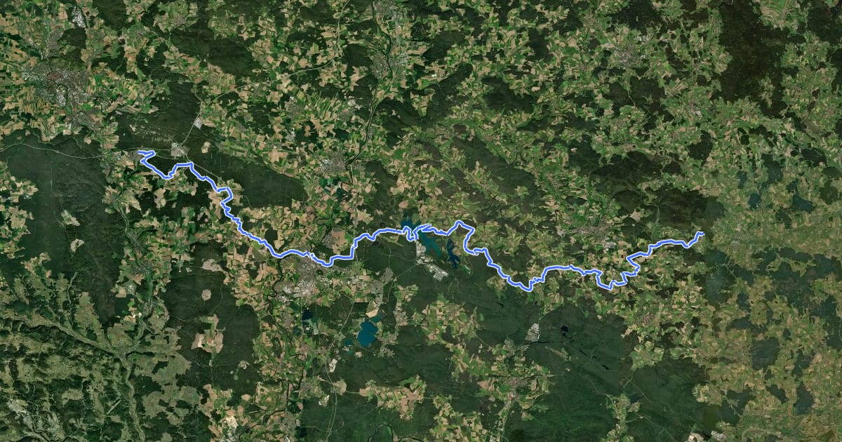 Маршрут Goldsteig Verbindungsweg Nr.9D Oberpfälzer Seenweg на спутниковом снимке