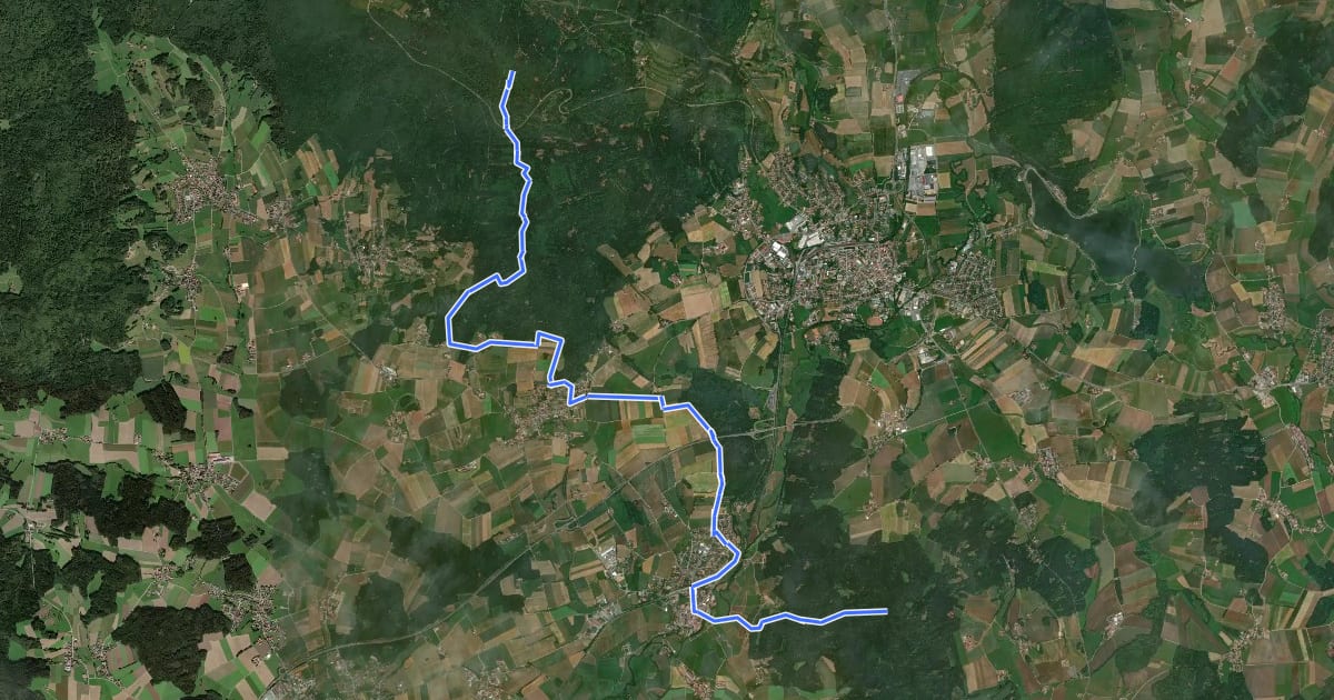 Маршрут Goldsteig Zuweg Nr.11 Gibacht → Arnschwang на спутниковом снимке