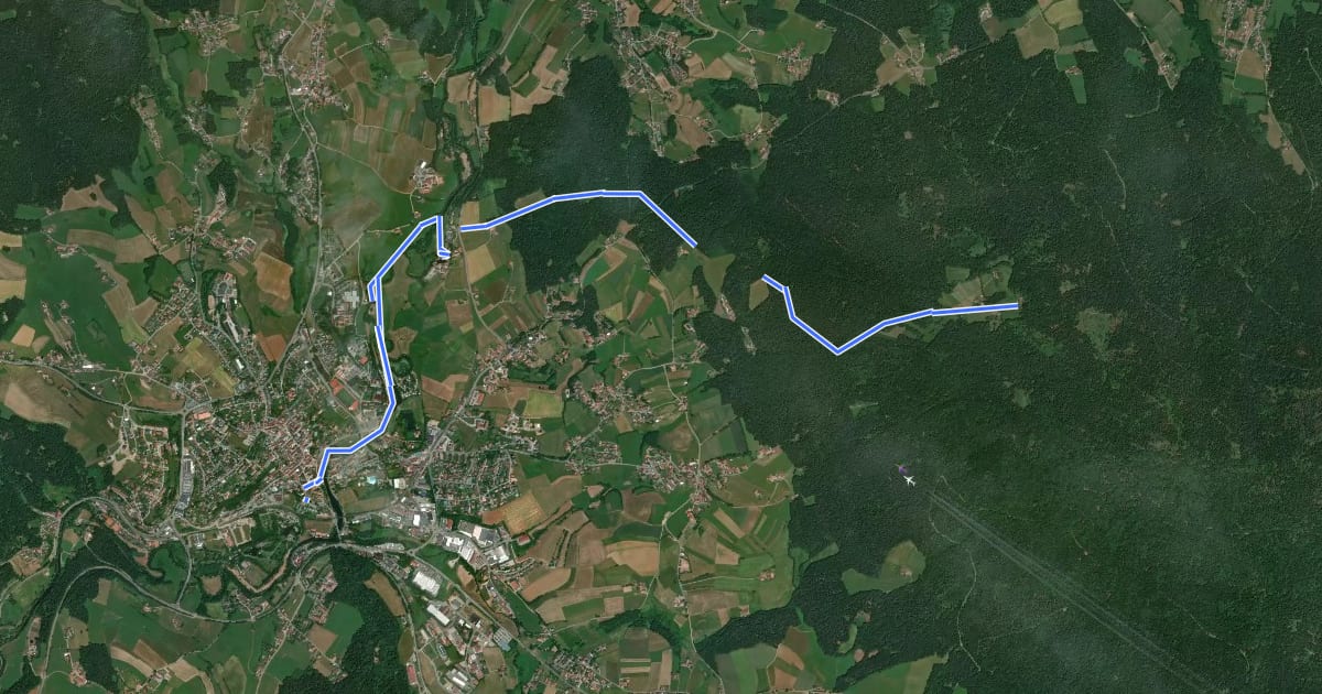 Маршрут Goldsteig Zuweg Nr.14 Kötzting → Reitenberg на спутниковом снимке