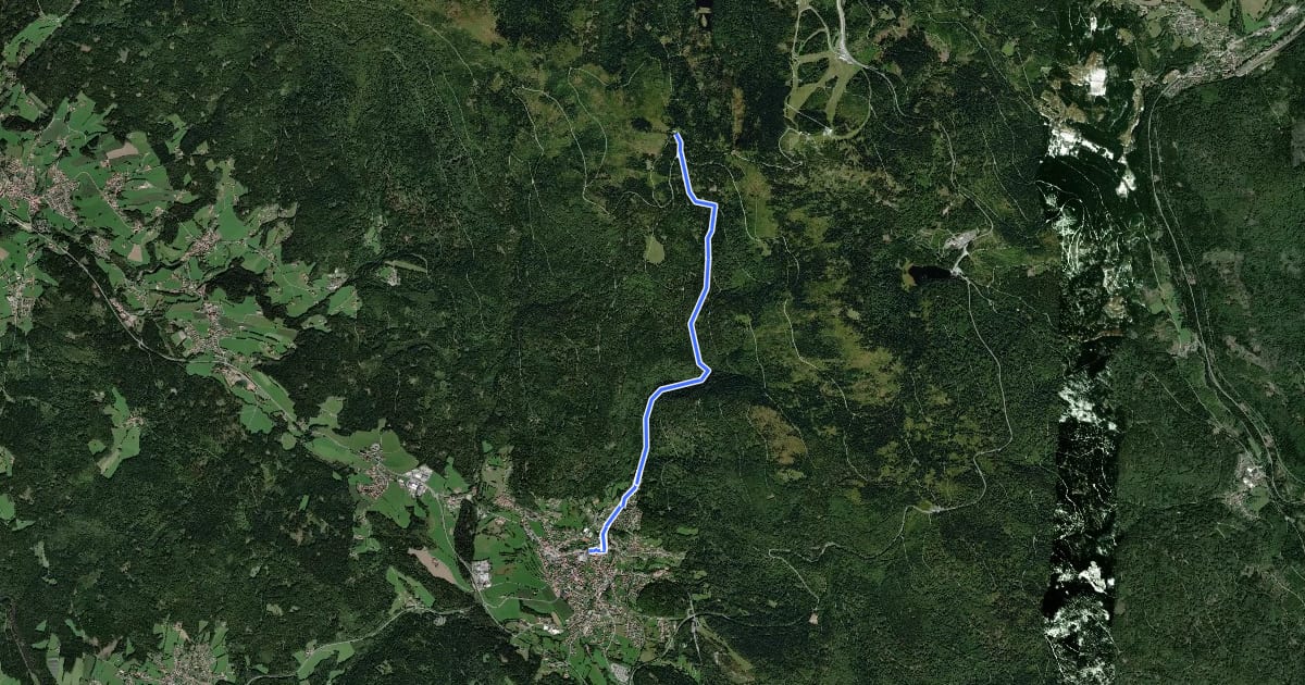 Маршрут Goldsteig Zuweg Nr.18 Bodenmais - Chamer Hütte на спутниковом снимке