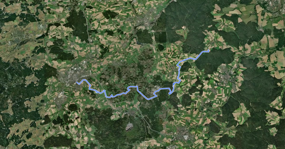 Маршрут Goldsteig Zuweg Nr.1A Marktredwitz → Kappl на спутниковом снимке