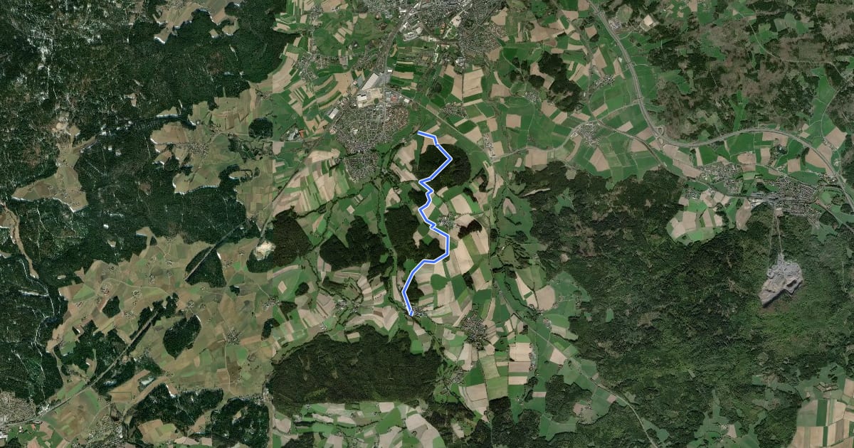 Маршрут Goldsteig Zuweg Nr.1B Waldershof → Walbenreuth на спутниковом снимке