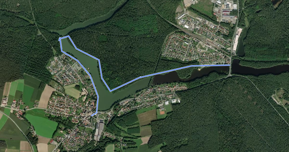 Маршрут Goldsteig Zuweg Nr.24A Bodenwöhr Nord → Blechhammer на спутниковом снимке