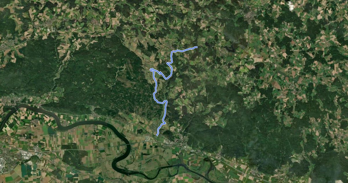 Маршрут Goldsteig Zuweg Nr.26 Wiesent → Höllbachtal на спутниковом снимке
