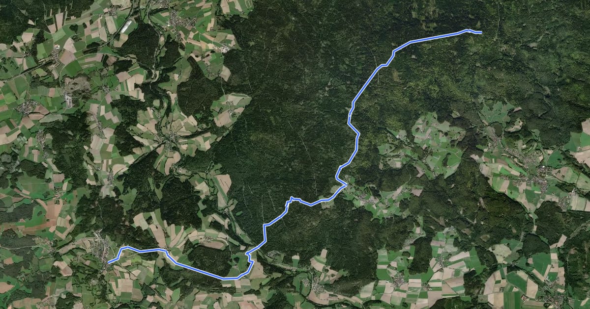Маршрут Goldsteig Zuweg Nr.2A Waldeck → Burgruine Weißenstein на спутниковом снимке