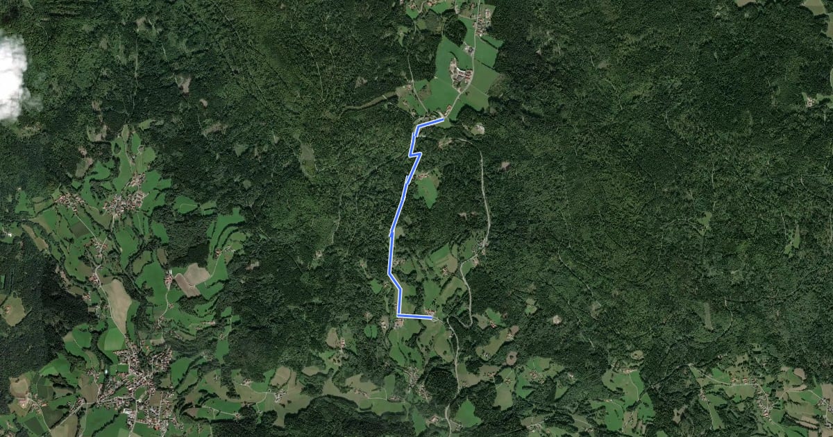Маршрут Goldsteig Zuweg Nr.36 Buchet - Kalteck на спутниковом снимке