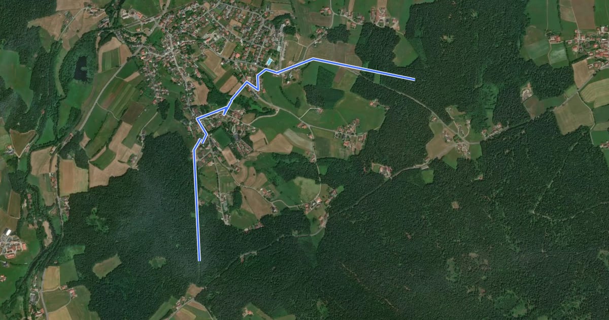 Маршрут Goldsteig Zuweg Nr.39 Goldsteig → Grafenwiesen на спутниковом снимке
