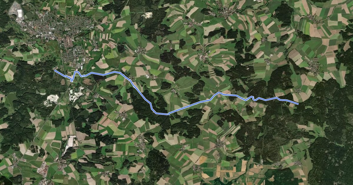 Маршрут Goldsteig Zuweg Nr.3A Tirschenreuth → Griesbach на спутниковом снимке