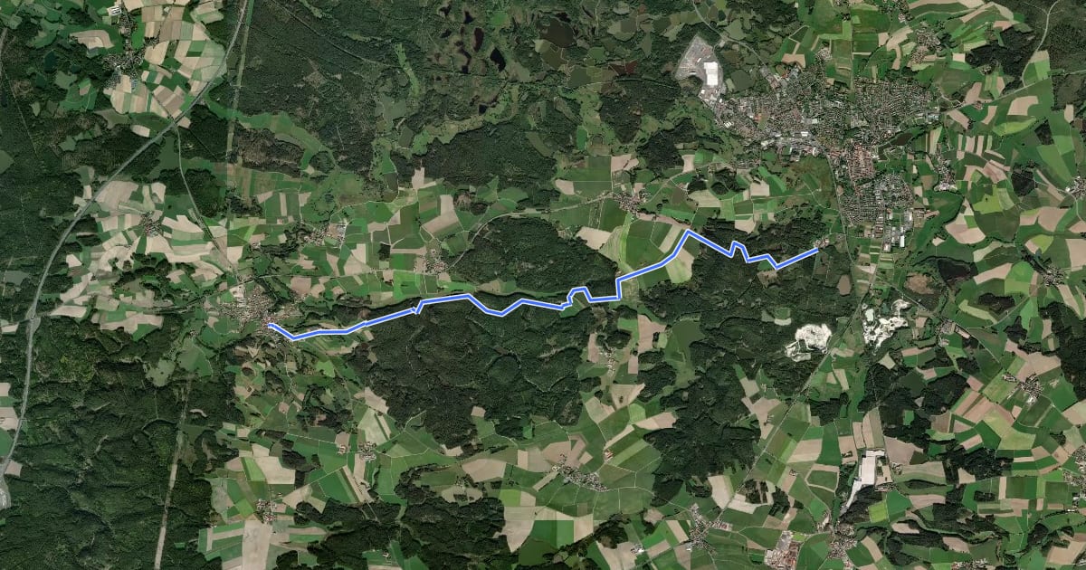 Маршрут Goldsteig Zuweg Nr.3B Tirschenreuth → Falkenberg на спутниковом снимке