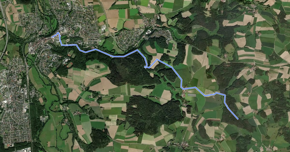 Маршрут Goldsteig Zuweg Nr.5A Ritzlersreuth → Neustadt a.d.Waldnaab на спутниковом снимке