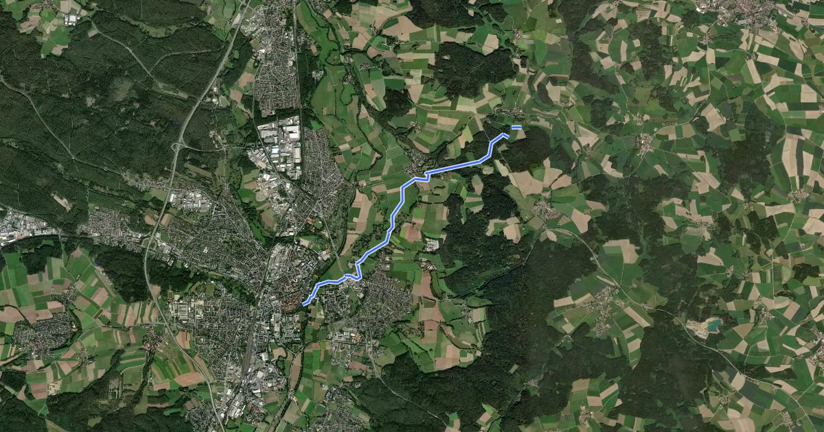 Маршрут Goldsteig Zuweg Nr.6A Weiden → Wilchenreuth на спутниковом снимке