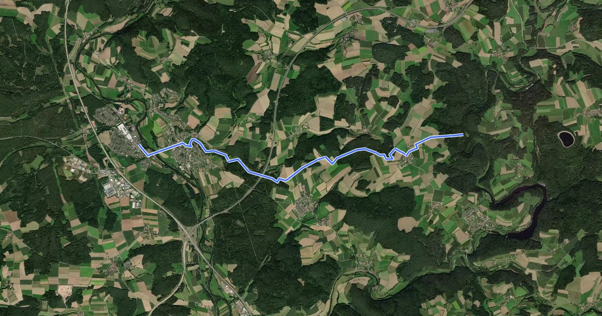 Маршрут Goldsteig Zuweg Nr.8 Wernberg-Köblitz → Pfreimdtal на спутниковом снимке