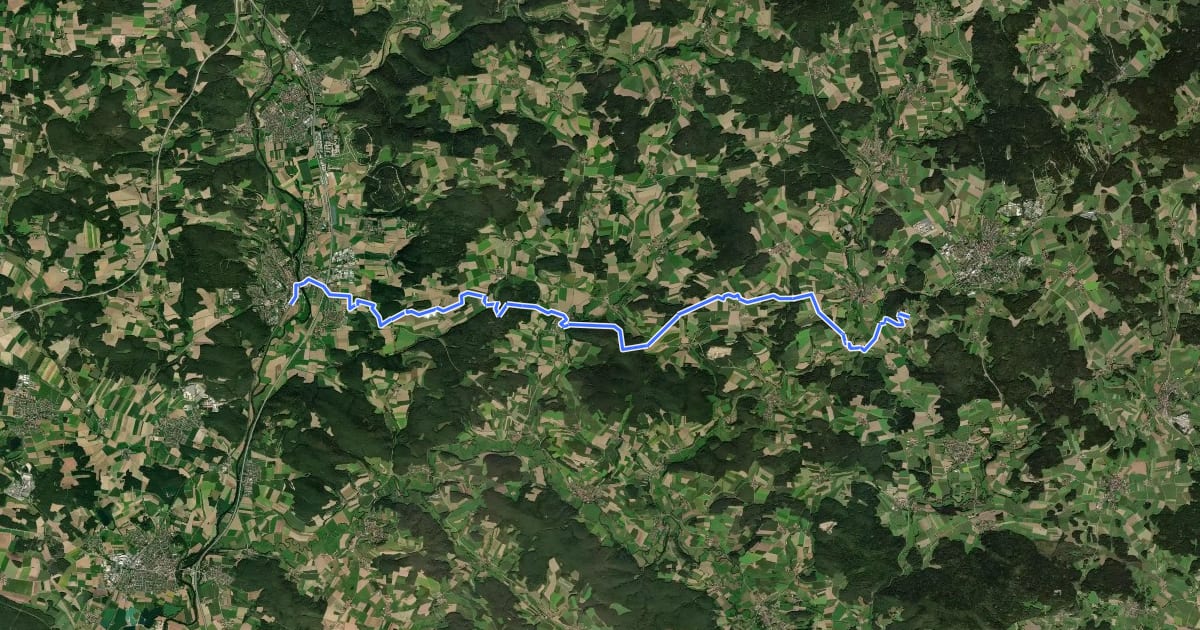 Маршрут Goldsteig Zuweg Nr.9A Nabburg → Obermurach на спутниковом снимке