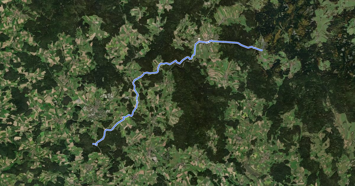 Маршрут Goldsteig Zuweg Nr.9B Oberviechtach → Stadlern на спутниковом снимке