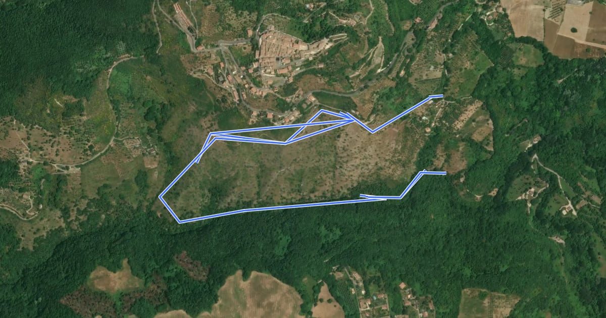 Маршрут Gole del Farfa на спутниковом снимке