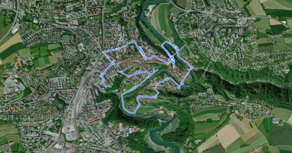 Маршрут Golf Urbain Fribourg на спутниковом снимке