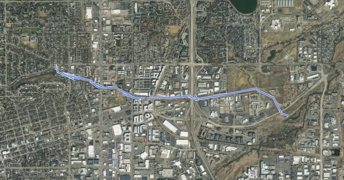 Маршрут Goose Creek Greenway на спутниковом снимке