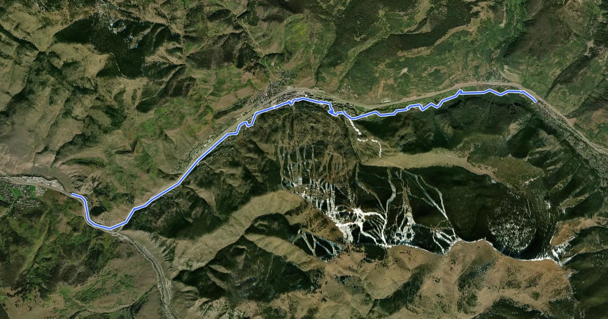 Маршрут Gore Valley Trail на спутниковом снимке