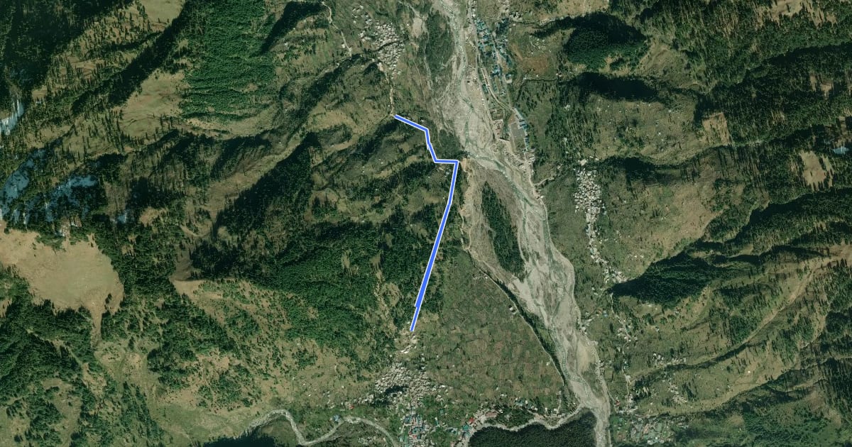 Маршрут Goshal to Old Manali на спутниковом снимке