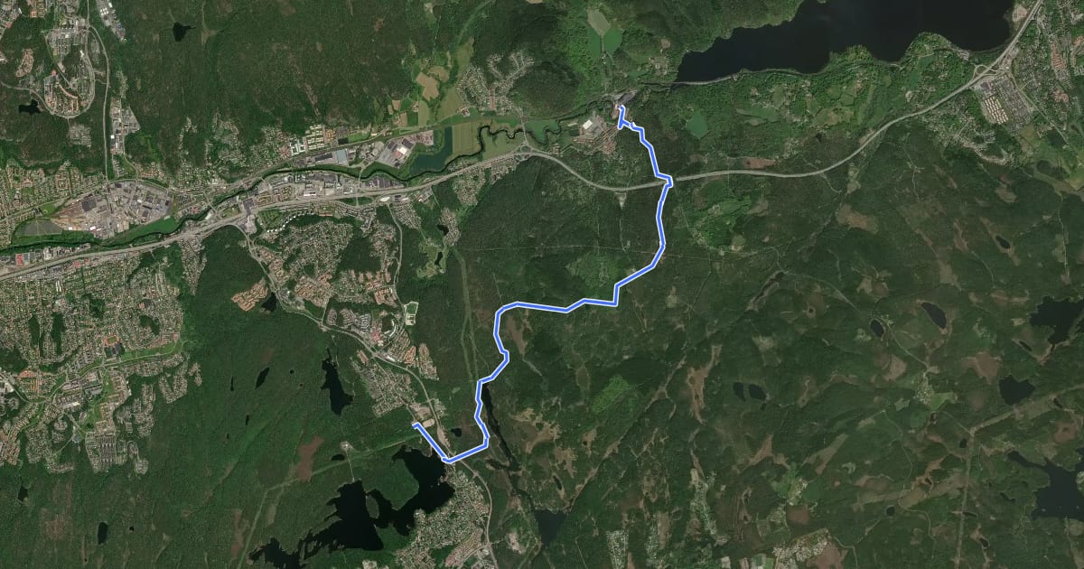 Маршрут Gotaleden, Kåsjön - Jonsered на спутниковом снимке