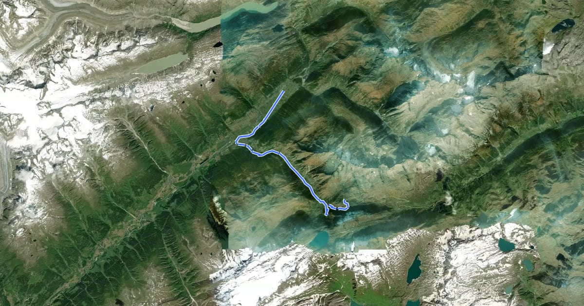 Маршрут Gotthard Bike Nufenen Andermatt на спутниковом снимке