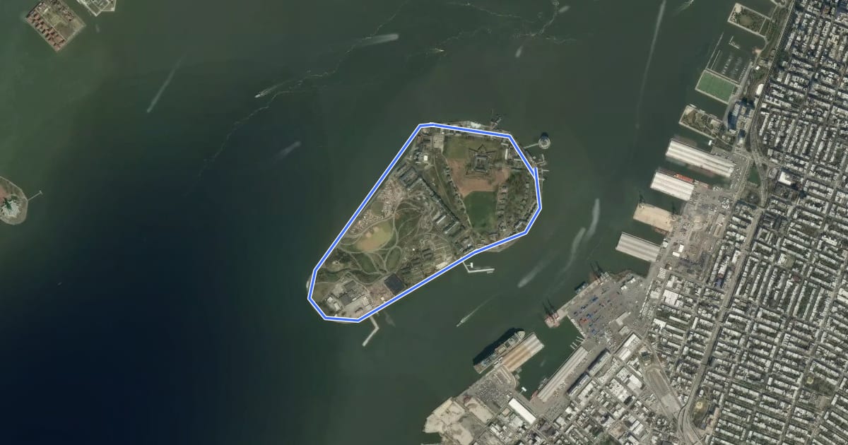 Маршрут Governors Island на спутниковом снимке