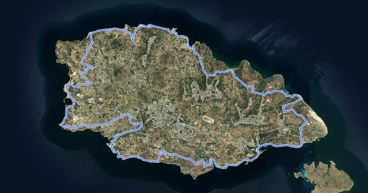 Маршрут Gozo Coastal Walk на спутниковом снимке