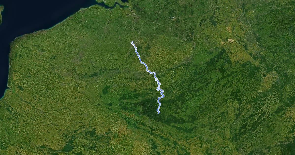 Маршрут GR 126 Bruxelles - Membre-sur-Semois на спутниковом снимке