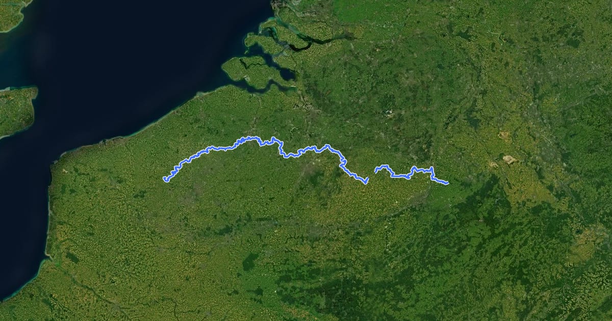 Маршрут GR 128 Vlaanderenroute (hoofdtraject) на спутниковом снимке