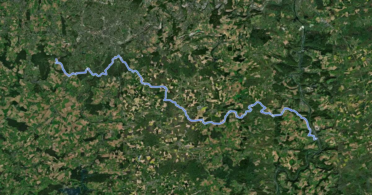Маршрут GR 129, Fontaine-l'Évêque - Dinant на спутниковом снимке
