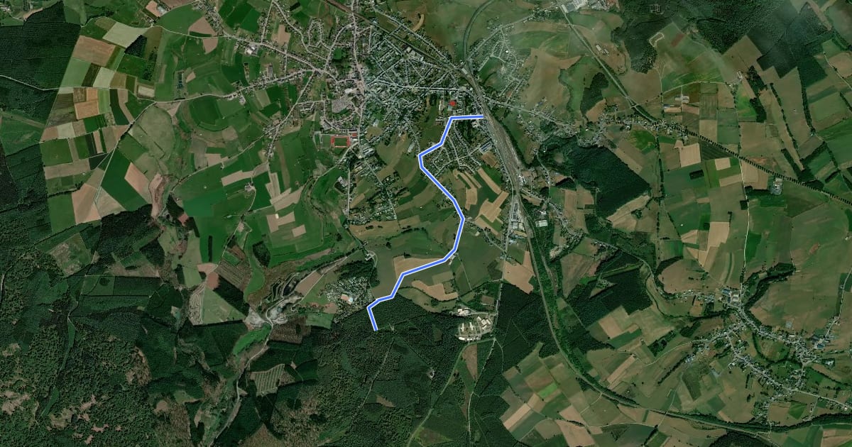 Маршрут GR 129 Sud Liaison gare de Bertrix на спутниковом снимке