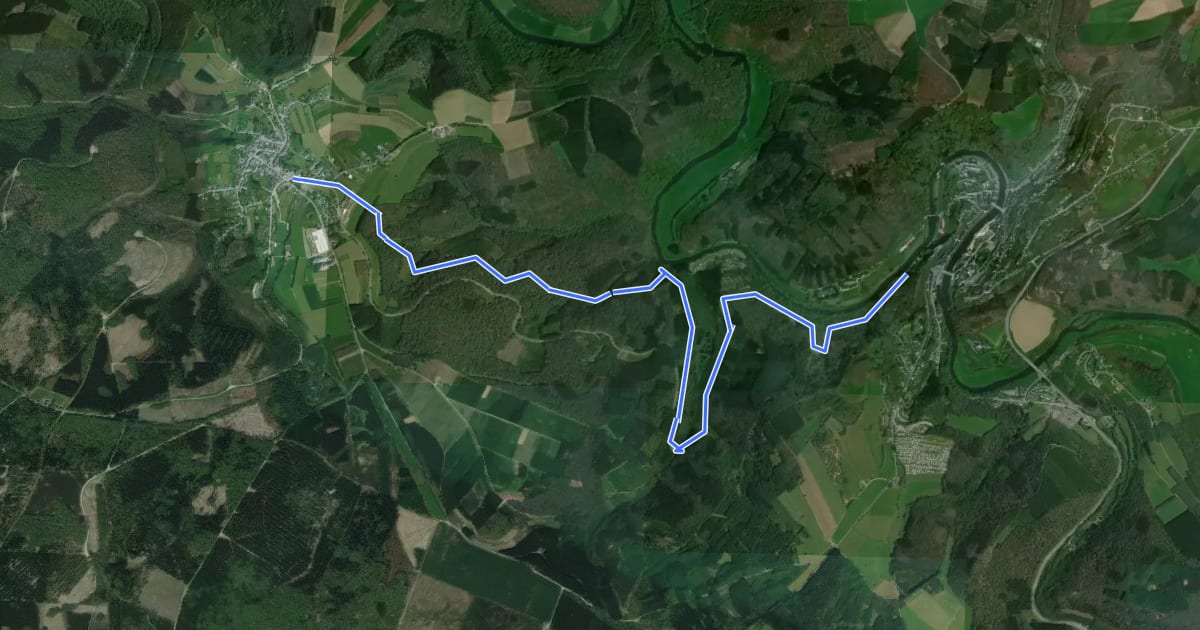 Маршрут GR 14 Variante crue de la Semois на спутниковом снимке