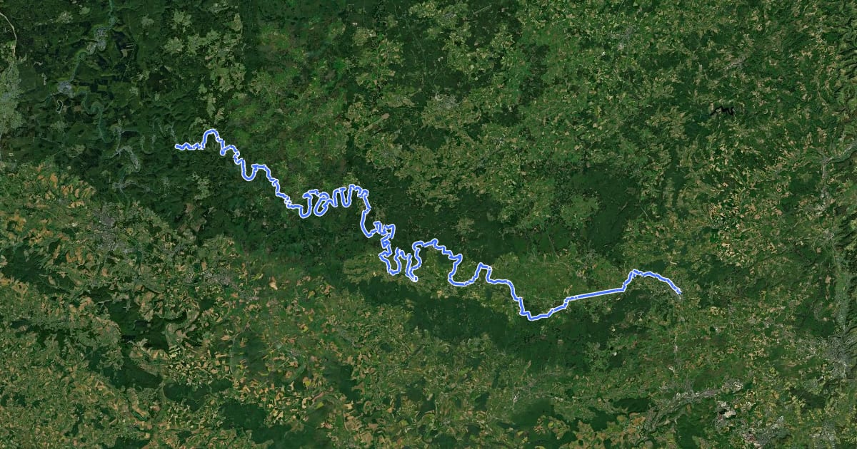 Маршрут GR 16 Sentier de la Semois на спутниковом снимке
