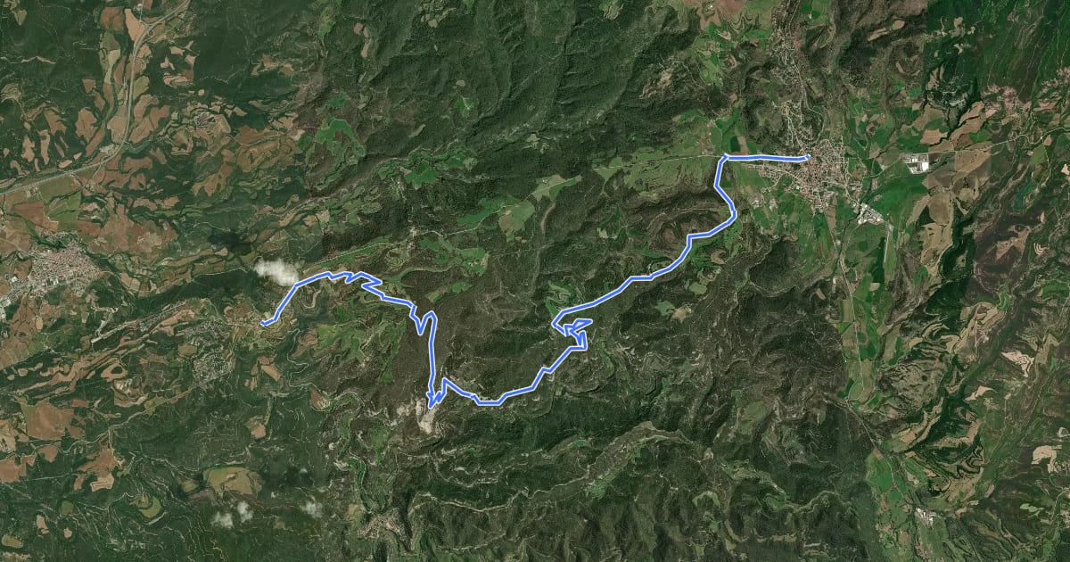 Маршрут GR 177 Ronda del Moianès - Etapa 1 на спутниковом снимке