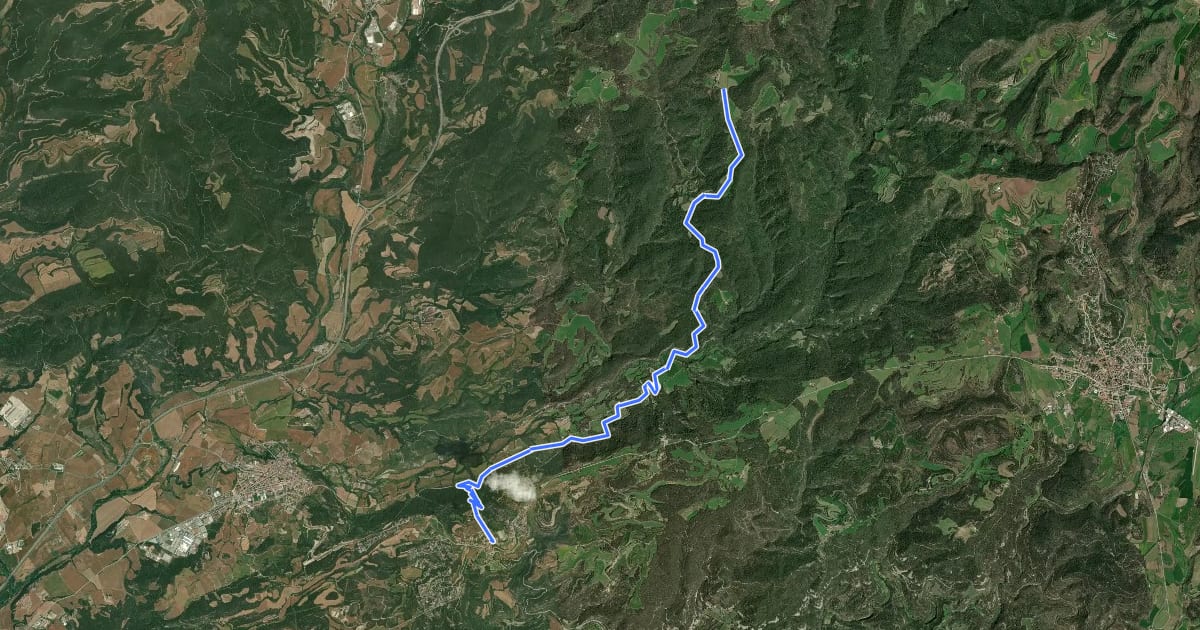 Маршрут GR 177 Ronda del Moianès - Variant 177.1 Rojans - Calders на спутниковом снимке